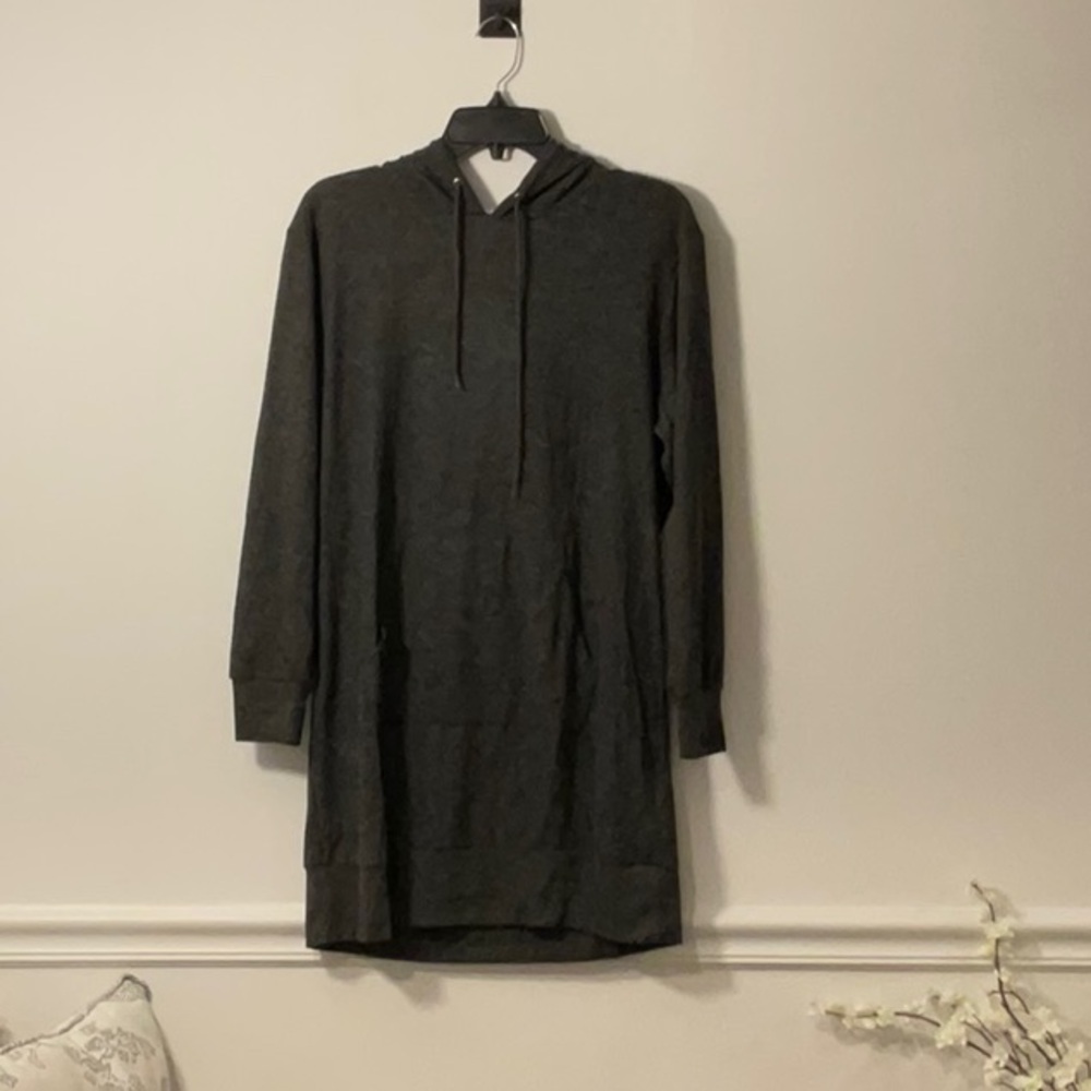 White Mark Charcoal Hooded Dress